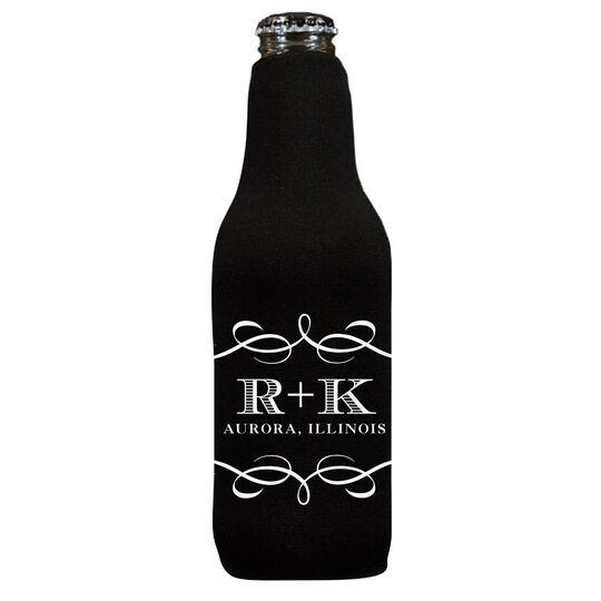 Courtyard Scroll with Initials Bottle Huggers